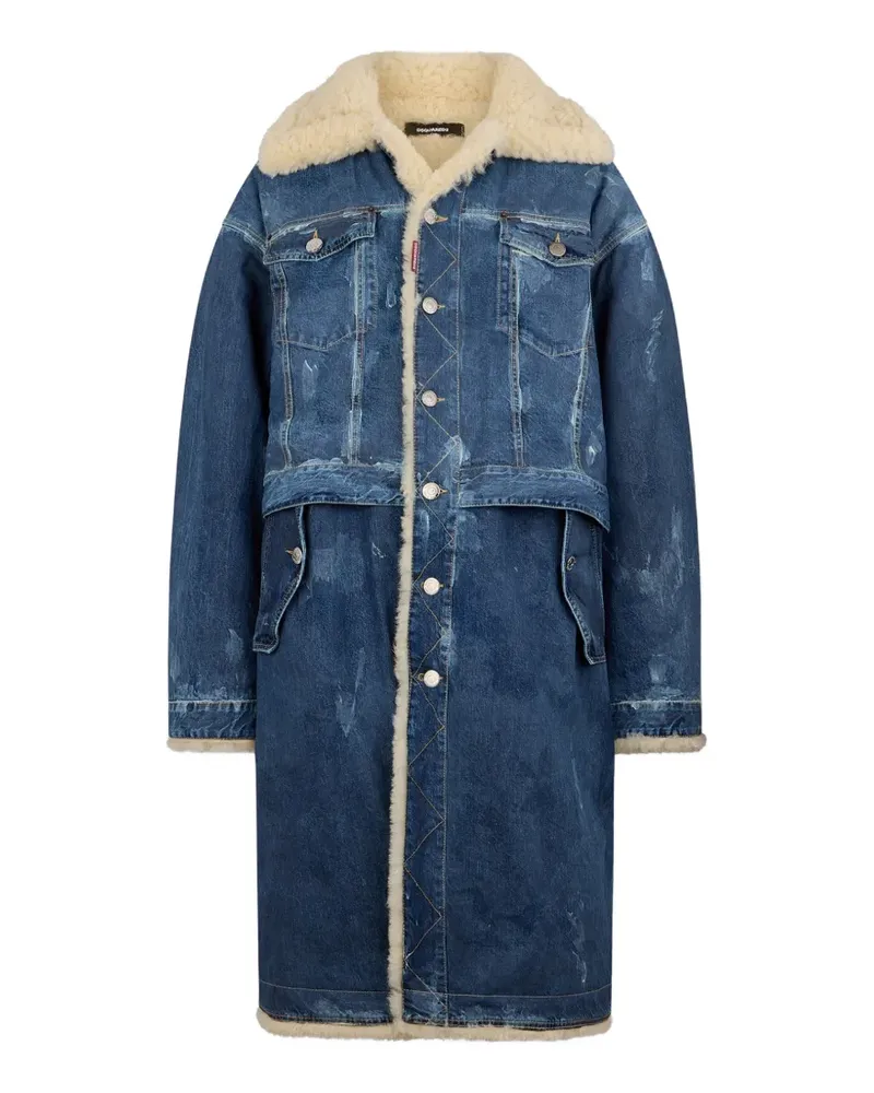 Dsquared2 Parka im Layering-Look mit Shearling - Blau Blau