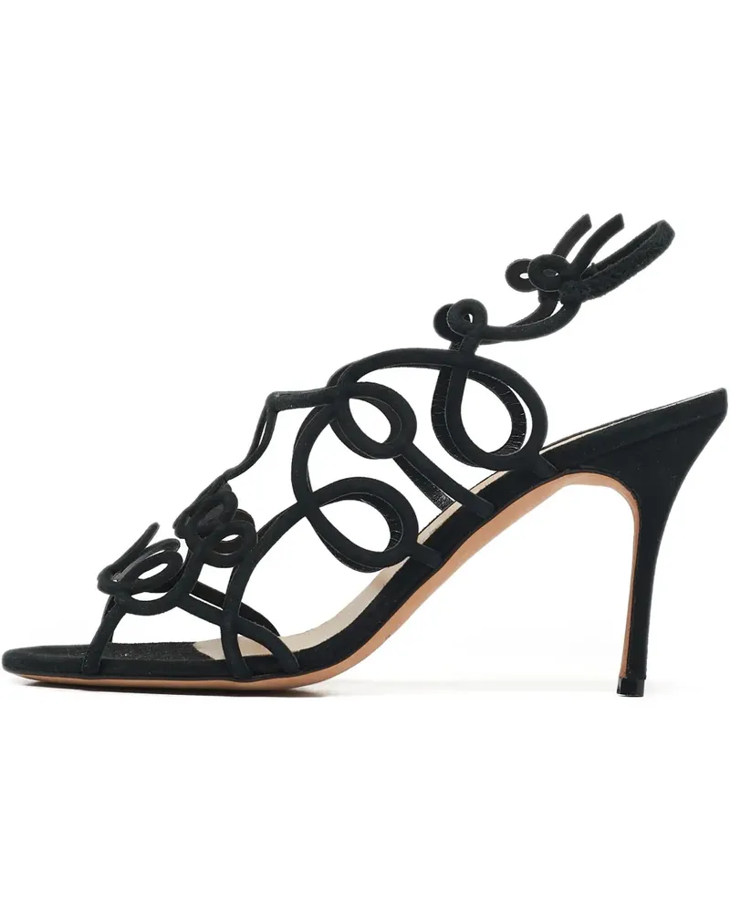 Manolo Blahnik Sandalen mit Design-Riemen - Schwarz Schwarz