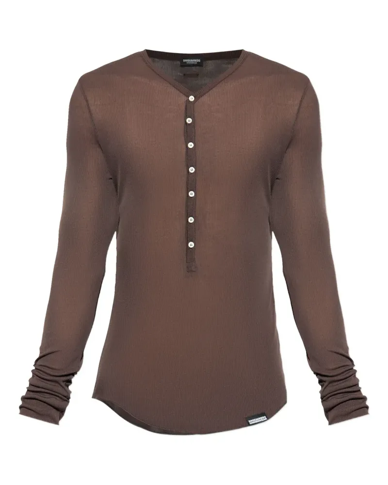 Dsquared2 Langarmshirt mit Knopfleiste - Braun Braun