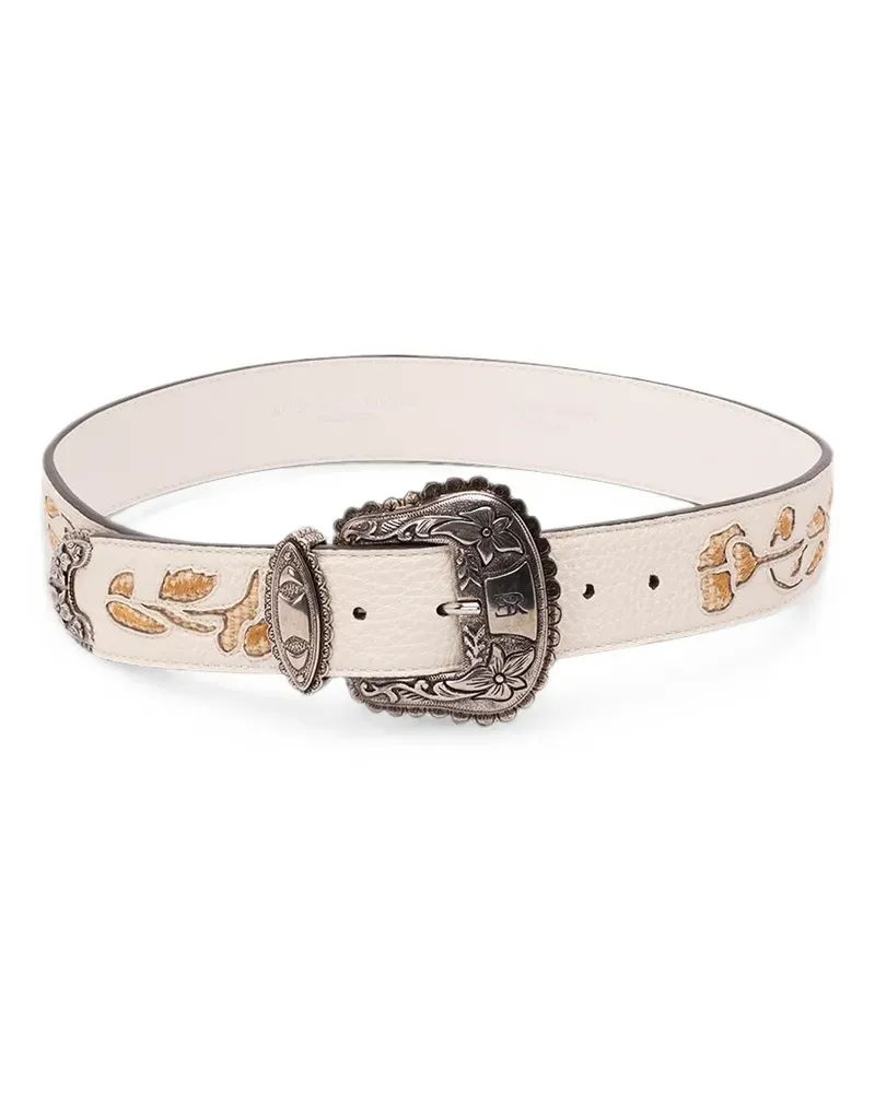 Ermanno Scervino floral-embroidered Western-style belt - Nude Nude
