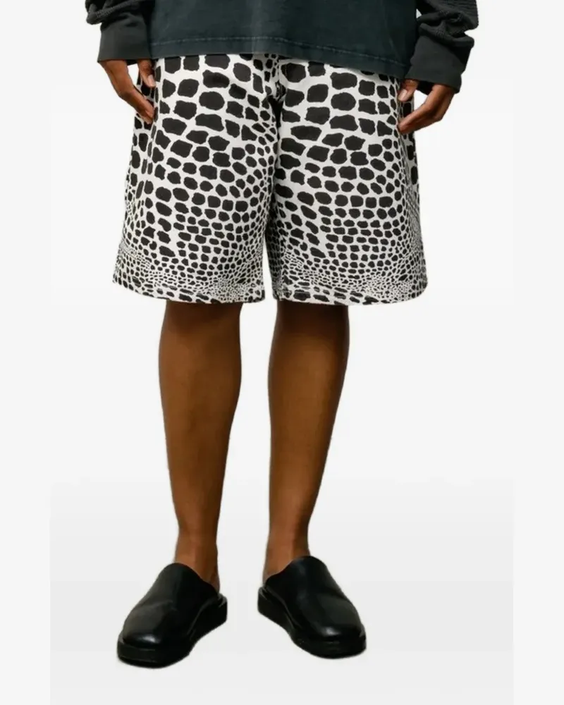 Stüssy giraffe-print twill shorts - Weiß Weiß