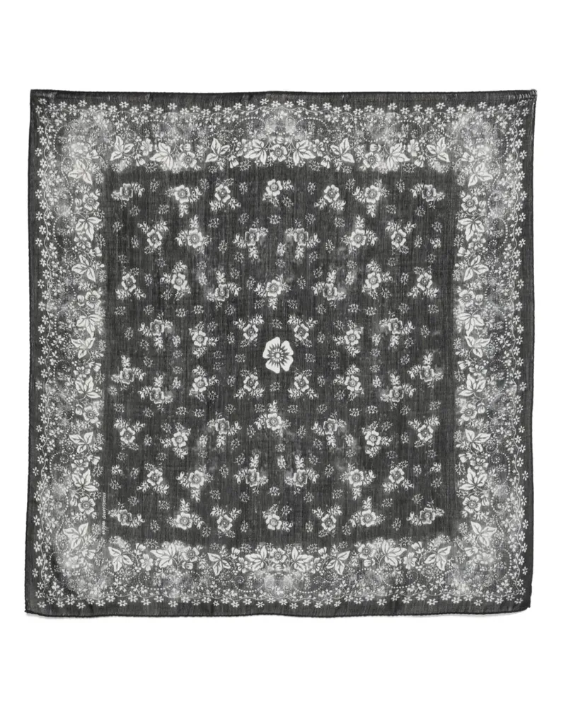 Massimo Alba Bandana mit Blumen - Schwarz Schwarz