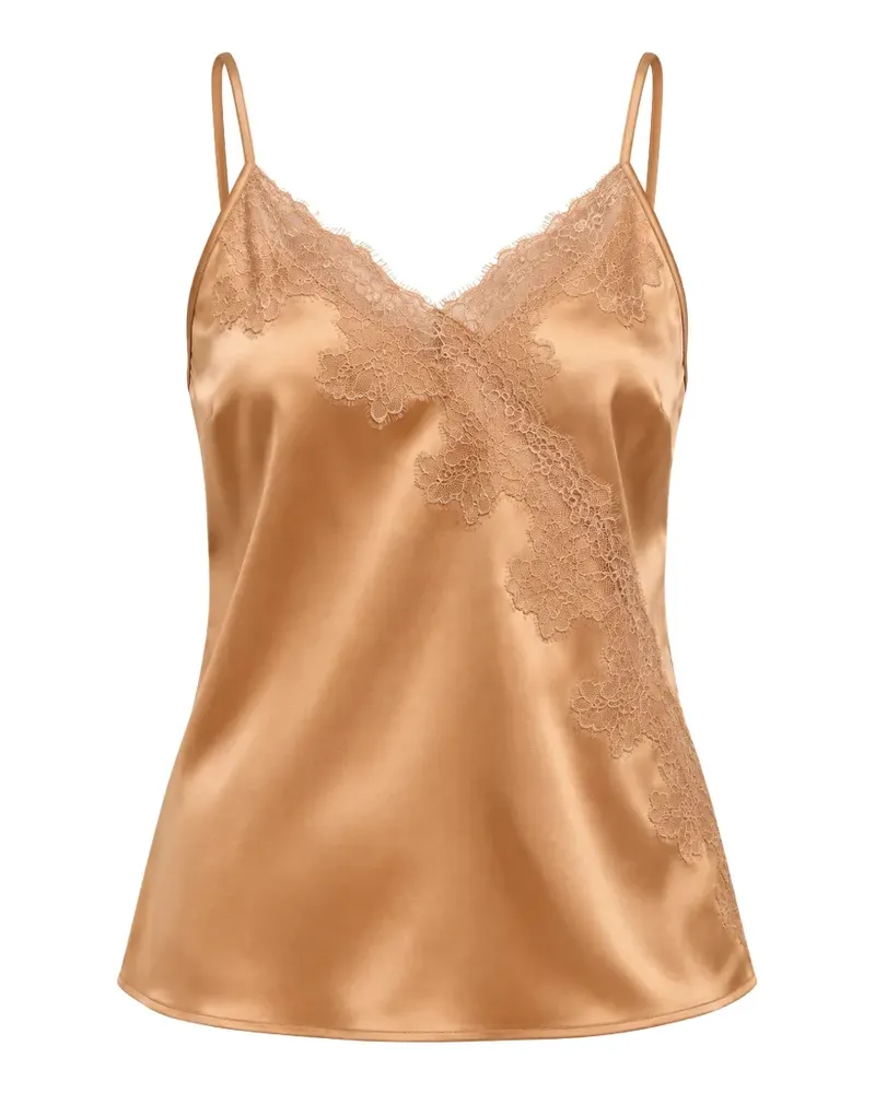 Patrizia Pepe Top in Satinoptik mit Spitzenbesatz - Rosa Rosa