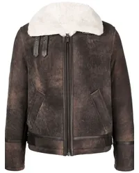 Yves Salomon Jacke aus Shearling im Military-Look Braun