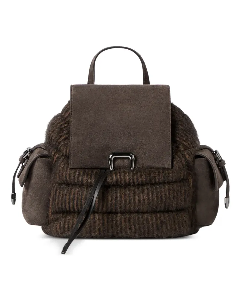 Brunello Cucinelli Sartorial Rucksack aus Mohär und Wollstrick mit Wildledereinsätzen - Braun Braun