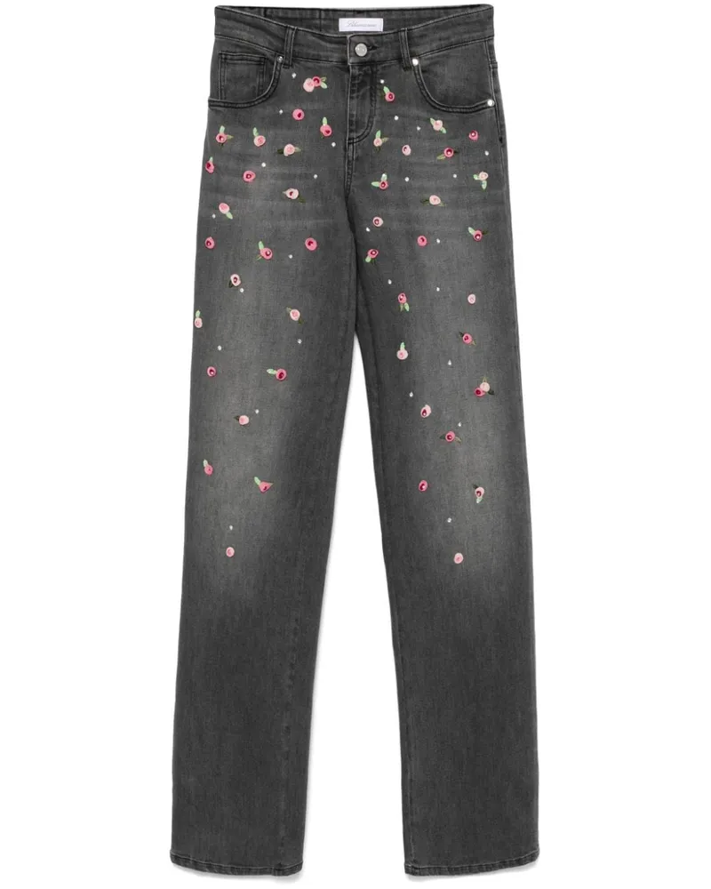 Blumarine Jeans mit Rosenstickerei Grau