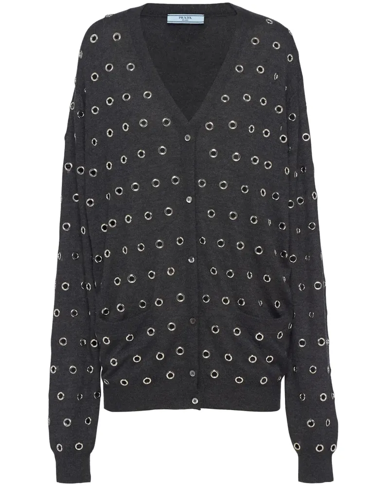 Prada Kaschmir-Cardigan mit Ösen - Grau Grau