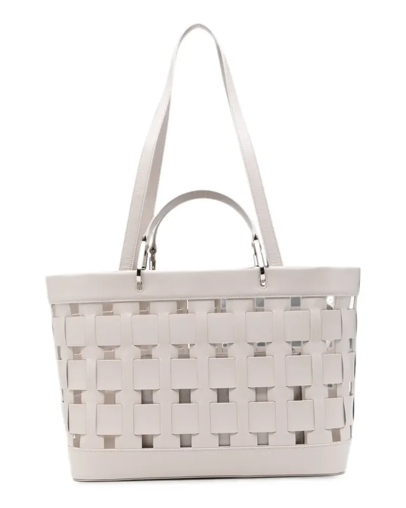 Emporio Armani medium woven tote bag - Nude Nude