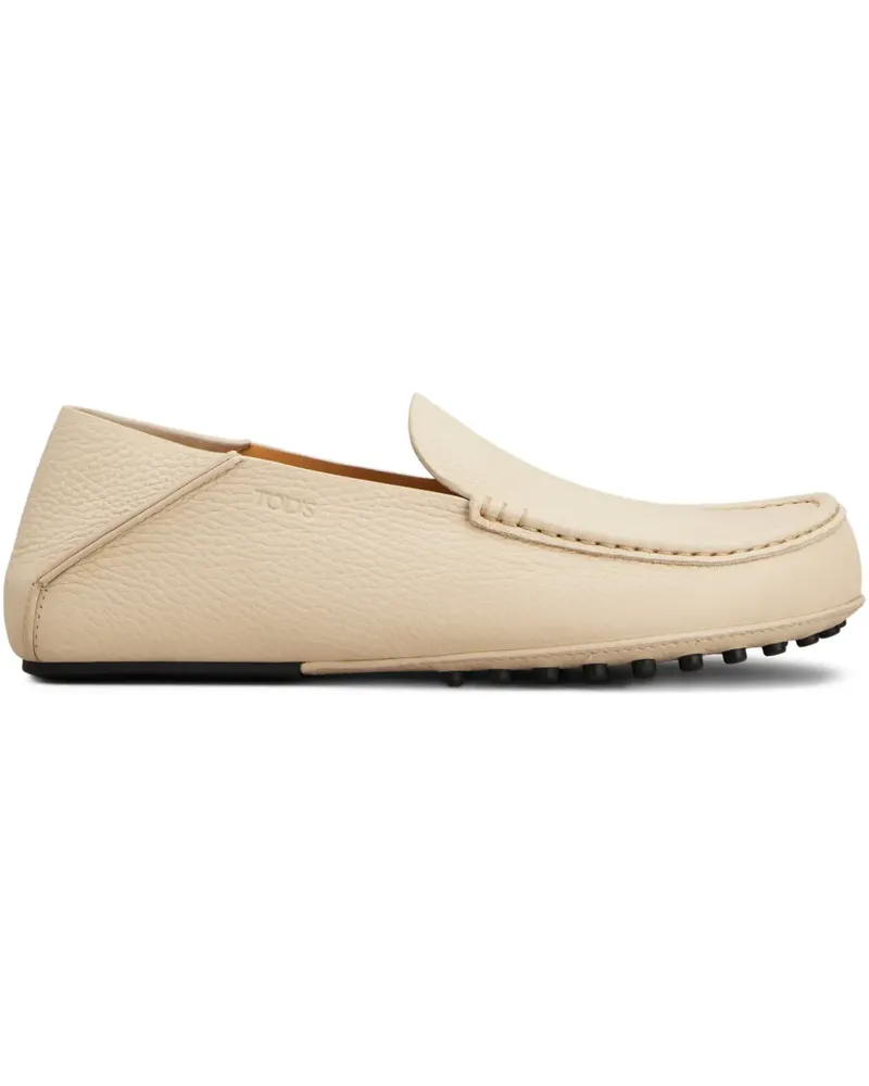 TOD'S Loafer aus gekörnten Leder mit Logo - Nude Nude