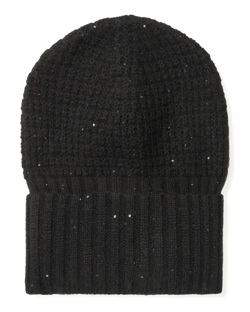 Fabiana Filippi sequin-embellished ribbed beanie - Schwarz Schwarz