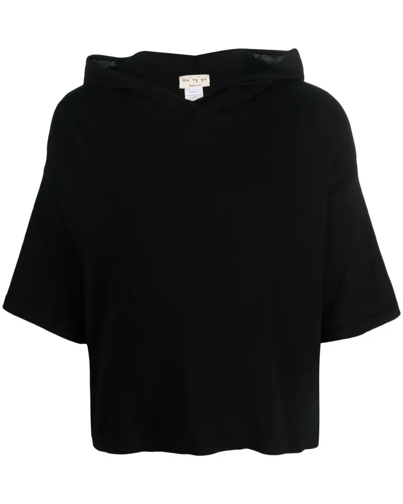 MA'RY'YA Kurzärmeliger Cropped-Hoodie - Schwarz Schwarz