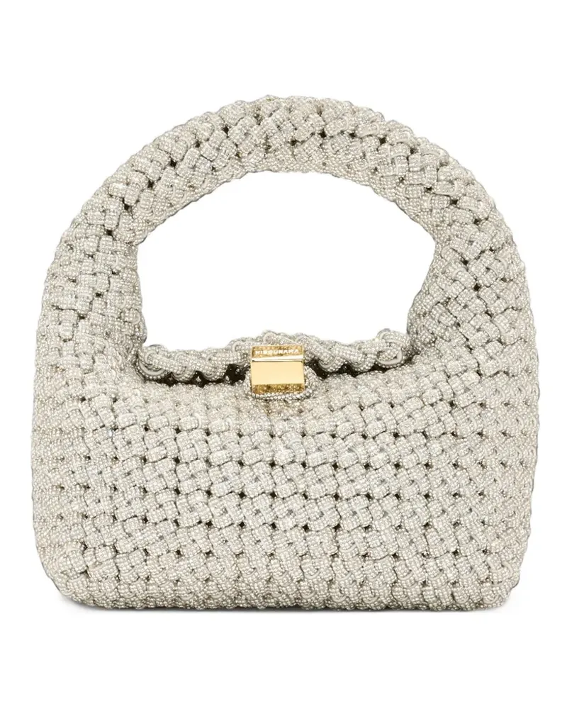 HIBOURAMA Doria Gem woven crystal tote bag - Silber Silber