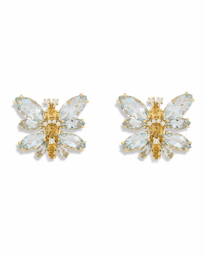 Dolce & Gabbana 18kt Butterfly Gelbgoldohrringe mit Aquamarin Gold