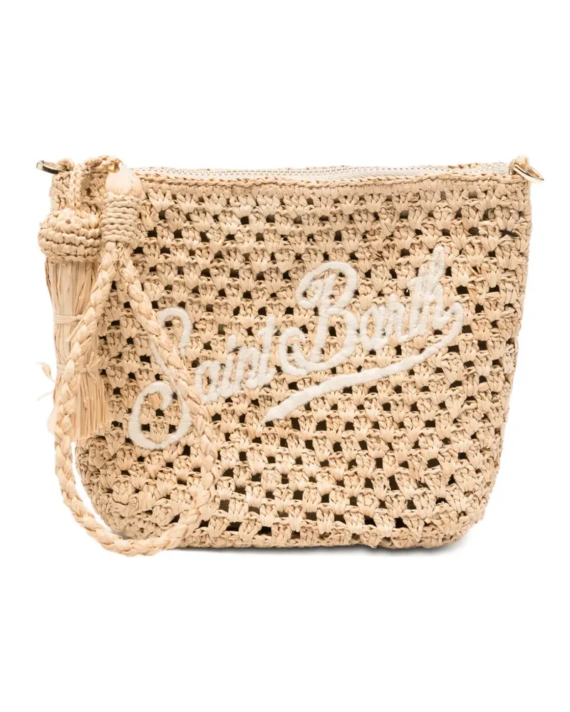 MC2 Saint Barth mini logo-embroidered clutch bag - Nude Nude