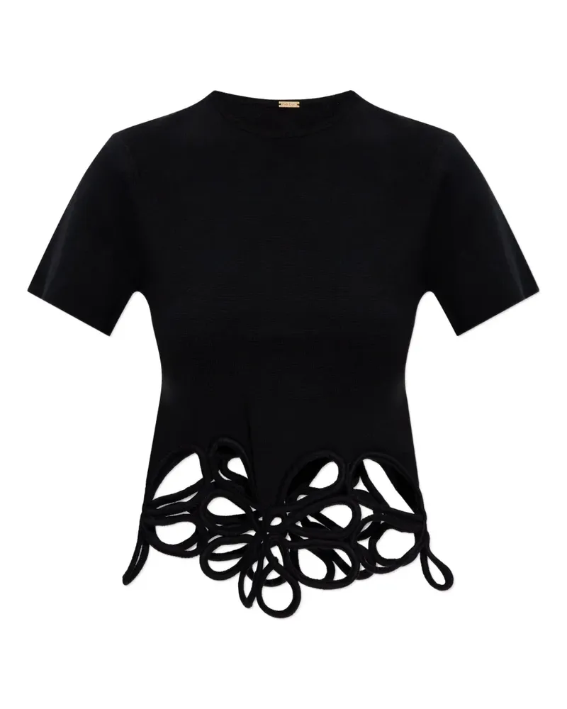 Cult Gaia T-Shirt mit Blumen-Cut-Out - Schwarz Schwarz