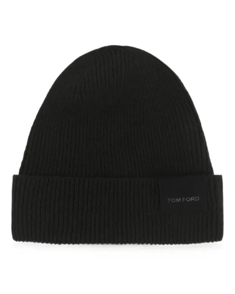Tom Ford Beanie mit Logo-Patch - Schwarz Schwarz