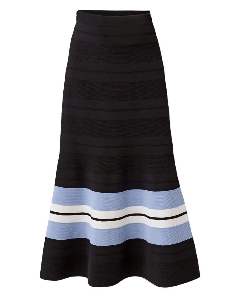 Carolina Herrera New York Gestreifter Midirock - Schwarz Schwarz