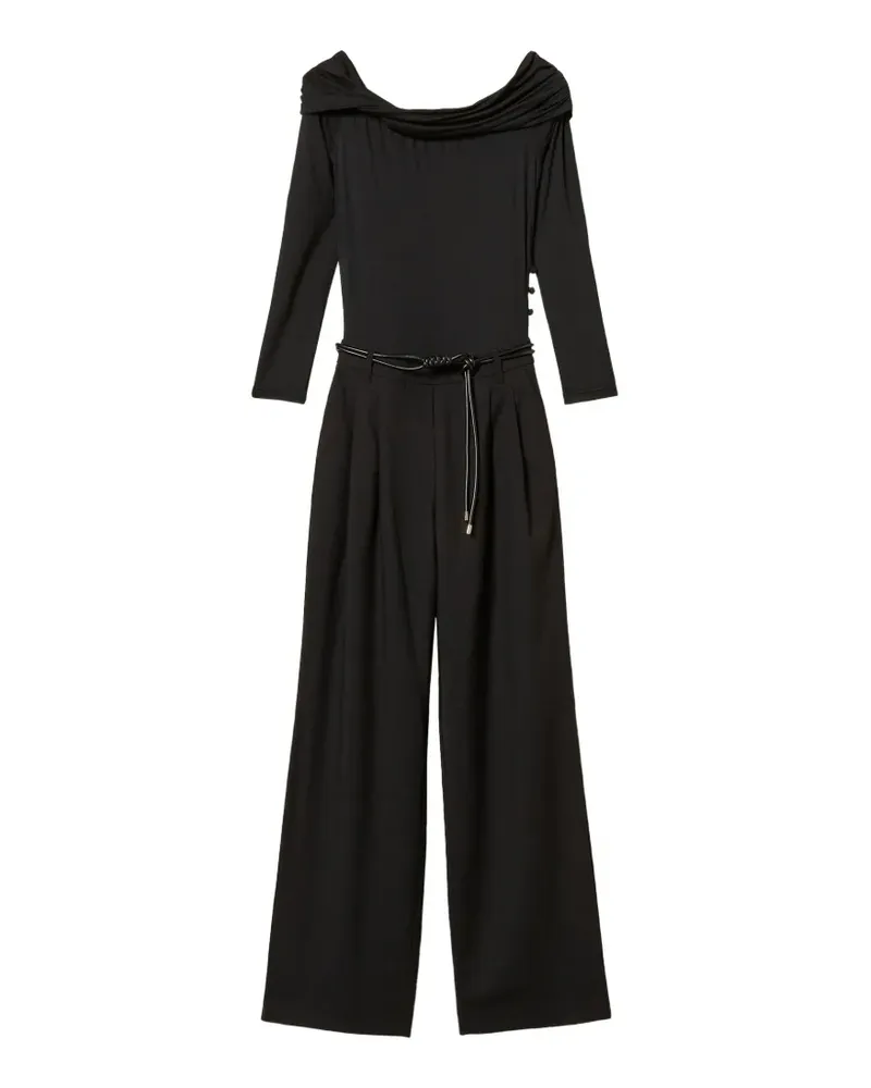 Twin-Set jumpsuit with draping and belt - Schwarz Schwarz
