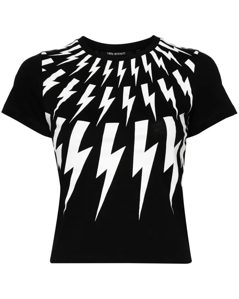 Neil Barrett T-Shirt mit Fair Isle Thunderbolt-Print - Schwarz Schwarz