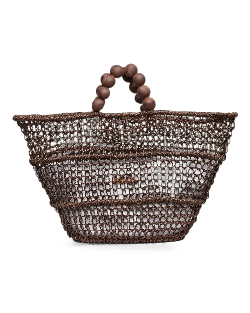 Poolside Comporta beaded-handle tote bag - Braun Braun