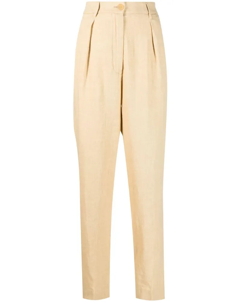 forte_forte Leinenhose mit hohem Bund - Gold Gold