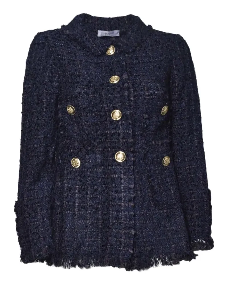 Charlott frayed button jacket - Blau Blau