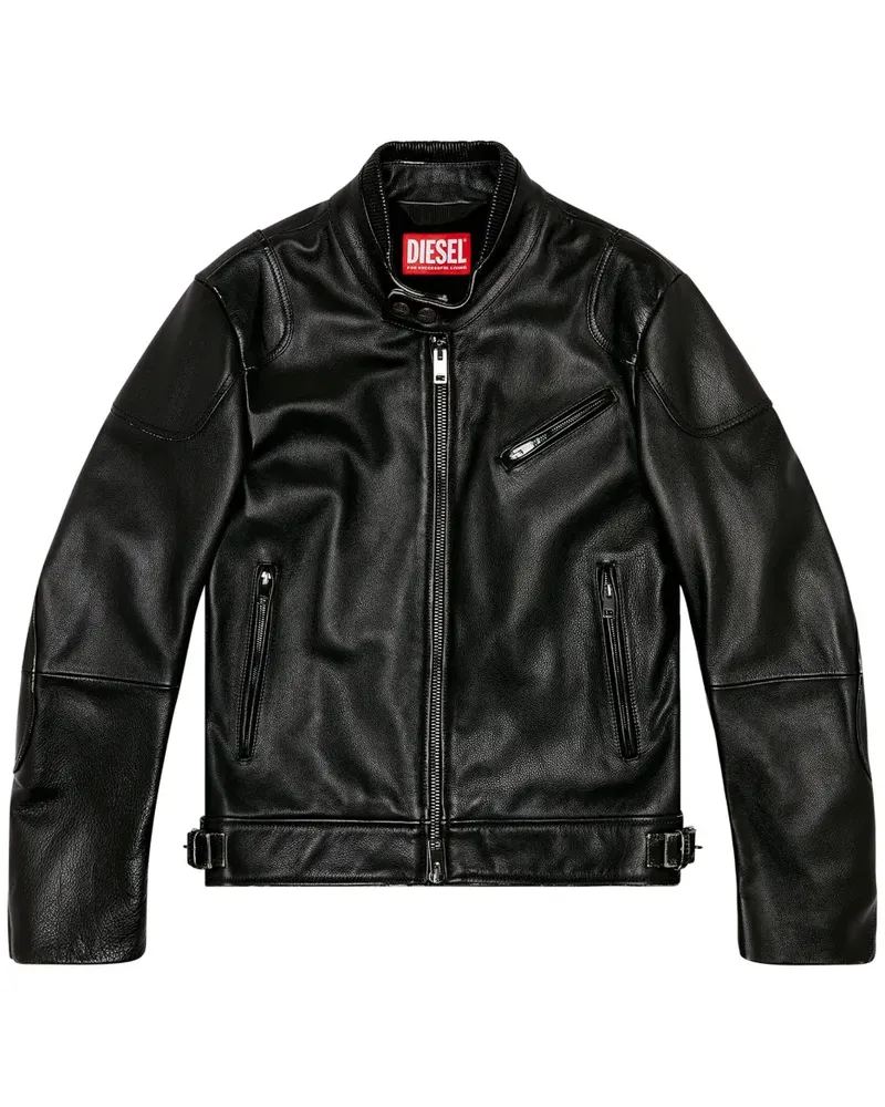 Diesel L-Hein Bikerjacke aus Leder - Schwarz Schwarz