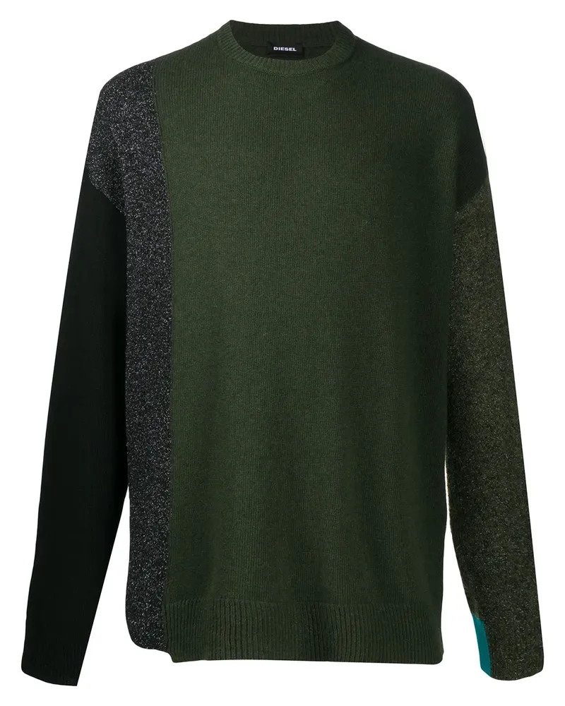 Diesel Pullover in Colour-Block-Optik - Grün Grün
