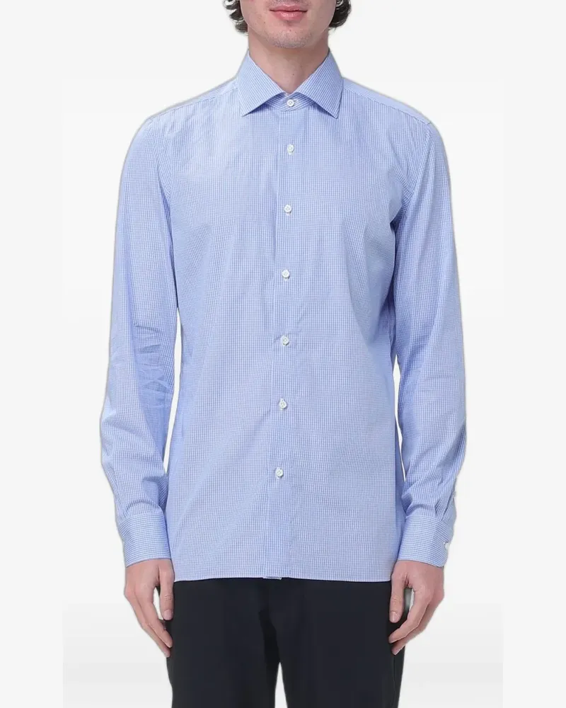 Luigi Borrelli checked long-sleeve shirt - Blau Blau