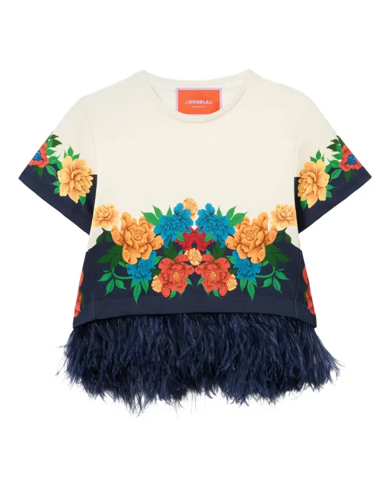 La DoubleJ T-Shirt mit Blumen - Nude Nude