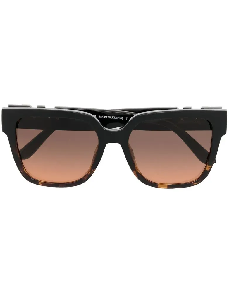 Michael Kors Eckige Sonnenbrille mit Logo - Schwarz Schwarz