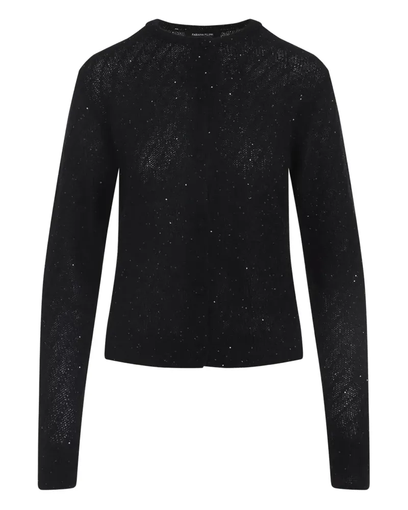 Fabiana Filippi Geknöpfter Cardigan in Glitter-Optik - Schwarz Schwarz