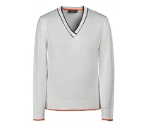 Boulie-Cse striped V-neck jumper - Weiß