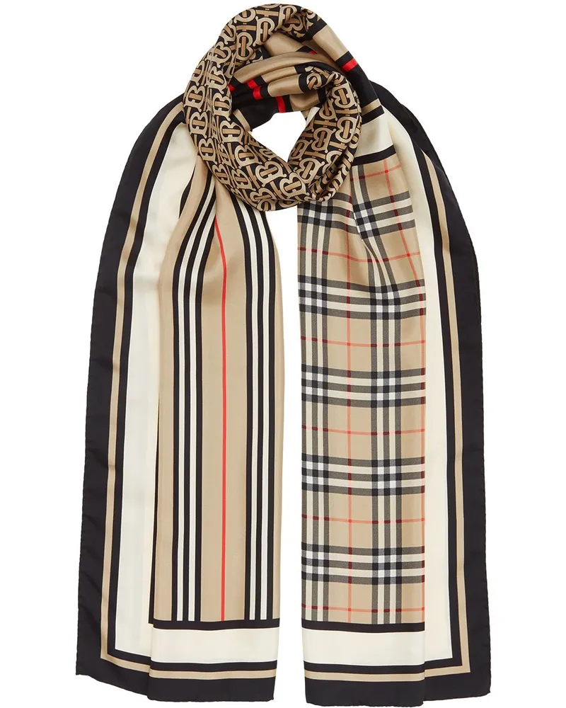 Burberry Seidenschal mit Karo - Nude Nude