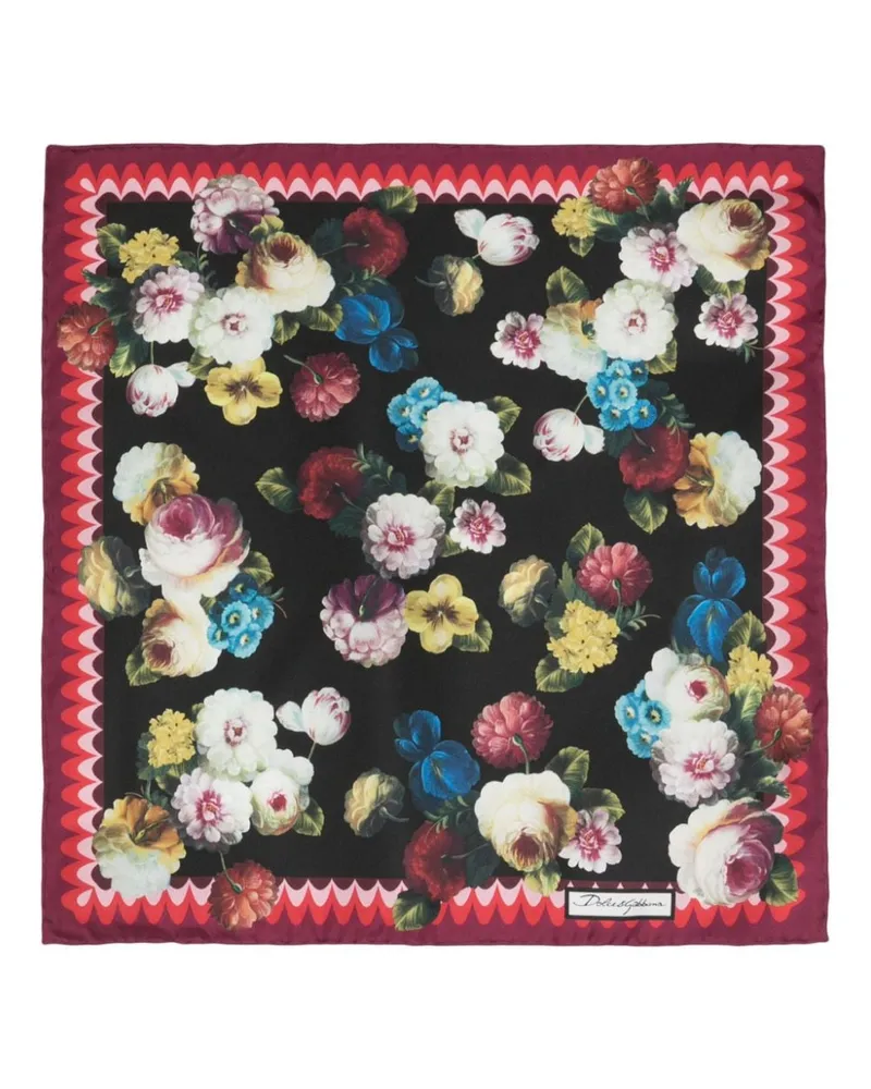 Dolce & Gabbana Seidenschal mit Blumen-Print Schwarz