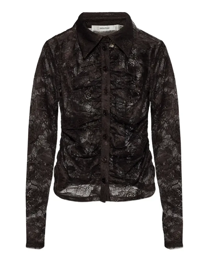 Gestuz GZleala lace long-sleeve shirt - Schwarz Schwarz