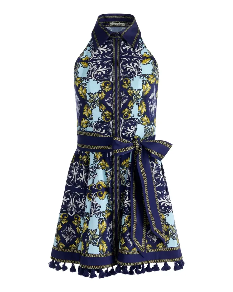 Alice + Olivia baroque-print halterneck dress - Blau Blau