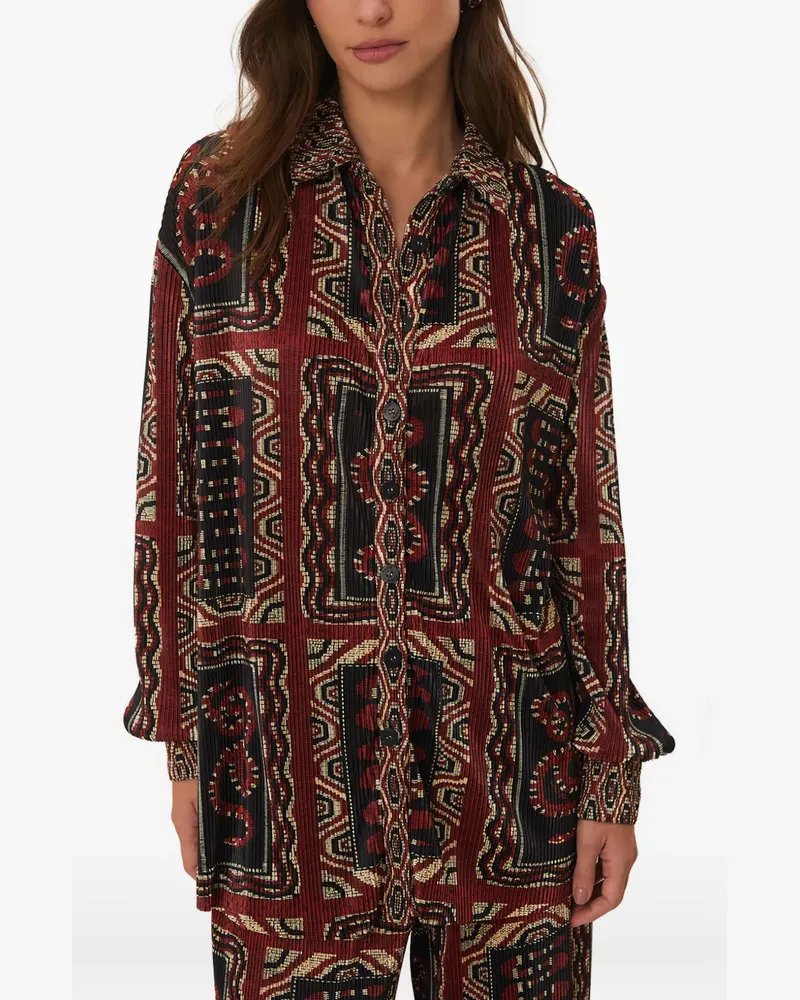 FARM Rio Faltenhemd mit Snake Scarves-Print - Schwarz Schwarz