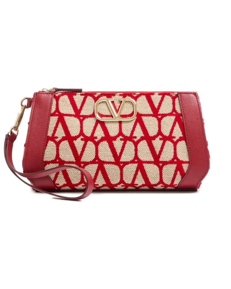 Valentino Garavani VLogo Signature-Clutch in Toile Iconographe - Rot Rot