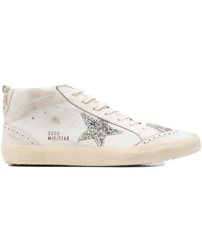 Golden Goose Mid Star glitter-star round-toe sneakers - Nude Nude