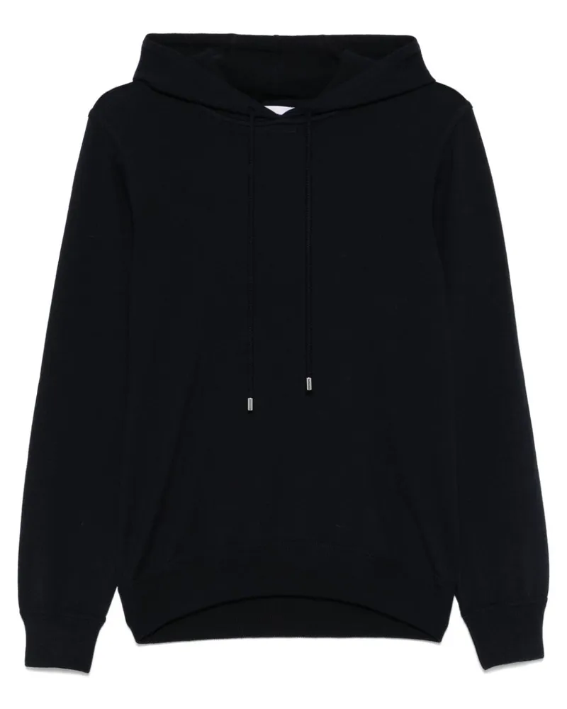 D4.0 Fein gestrickter Hoodie - Blau Blau