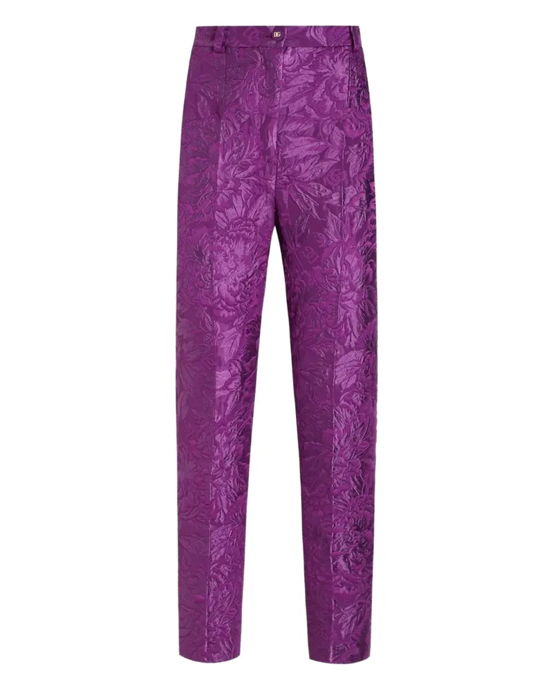 Dolce & Gabbana Hose aus floralem Brokat - Violett Violett