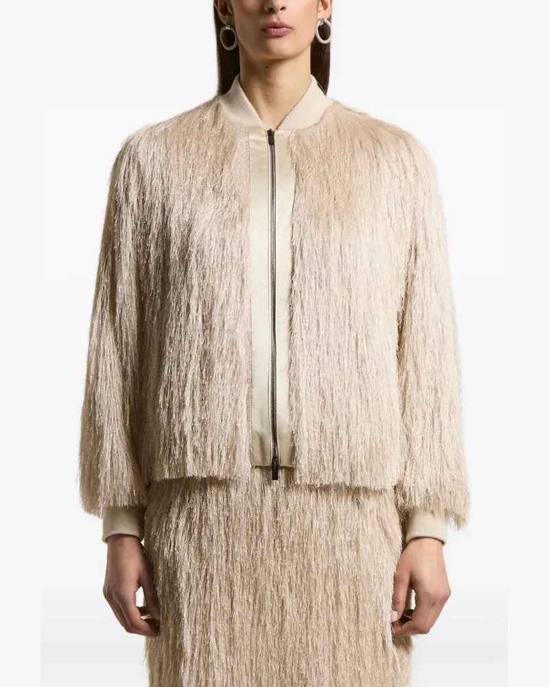 Peserico fringed bomber jacket - Nude Nude