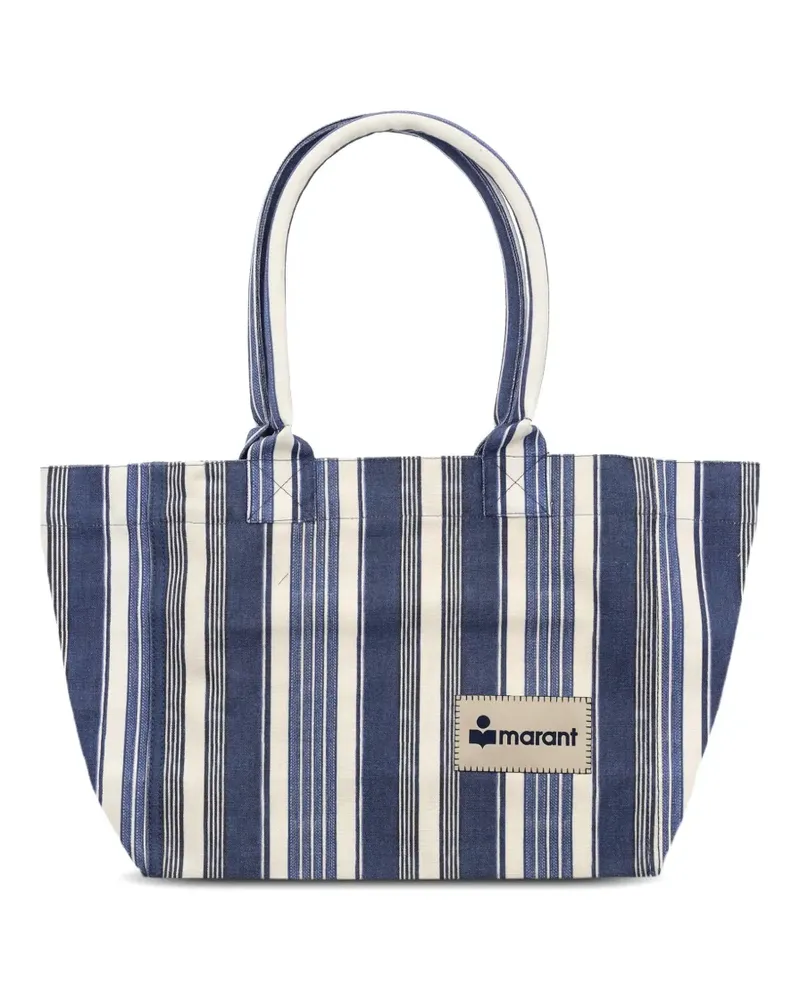 Isabel Marant striped-pattern logo-patch tote bag - Blau Blau