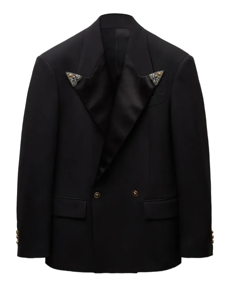 Versace Sakko mit besticktem Revers - Schwarz Schwarz