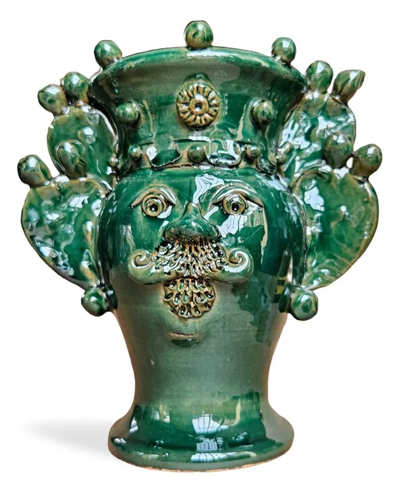 Les-Ottomans Sicilian Vase aus Keramik 23cm - Grün Grün