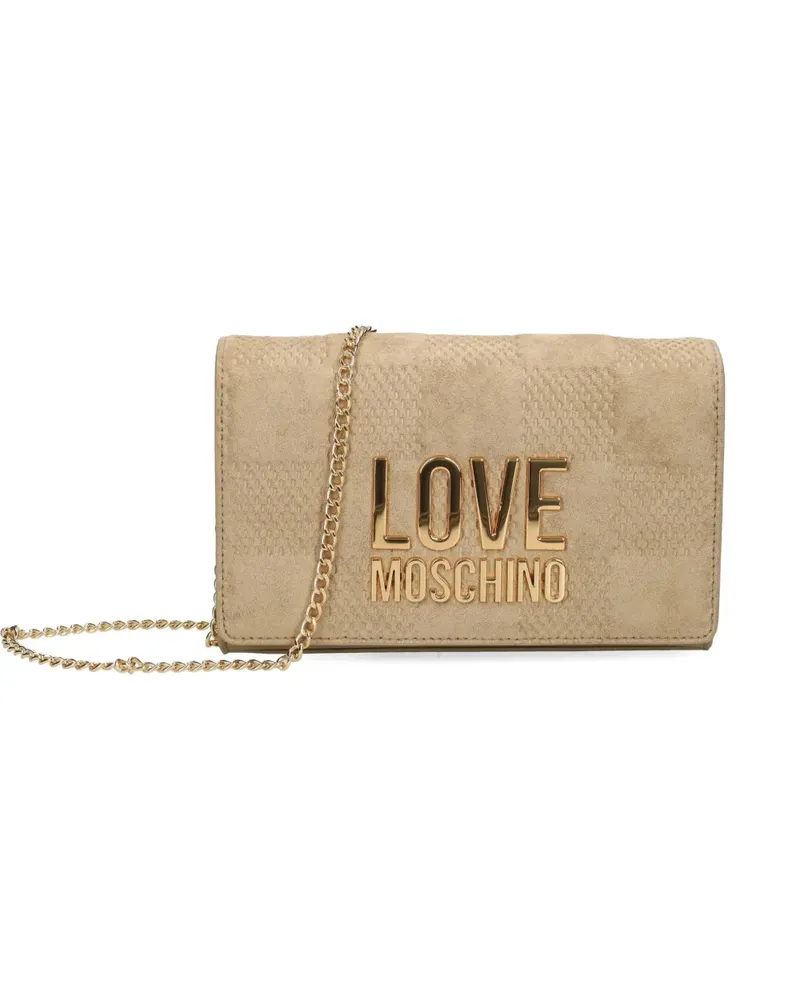 Moschino chain-strap logo-plaque shoulder bag - Nude Nude