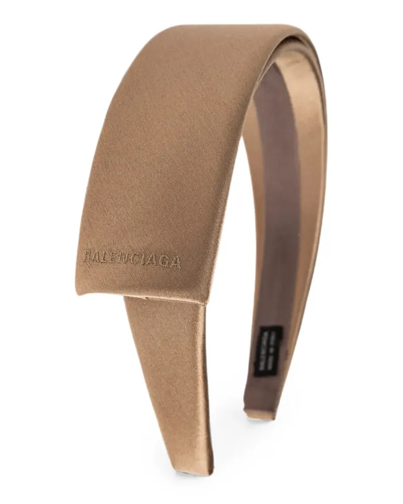 Balenciaga logo-embroidered satin-finish headband - Nude Nude