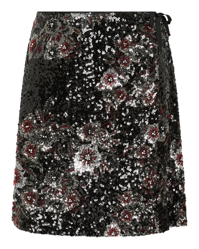 Maliparmi Sparkling Flowers wrap mini skirt - Schwarz Schwarz