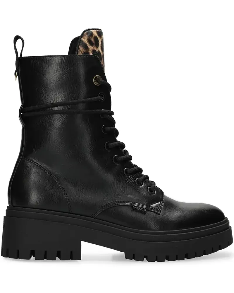 Mexx leopard panel lace-up boots - Schwarz Schwarz